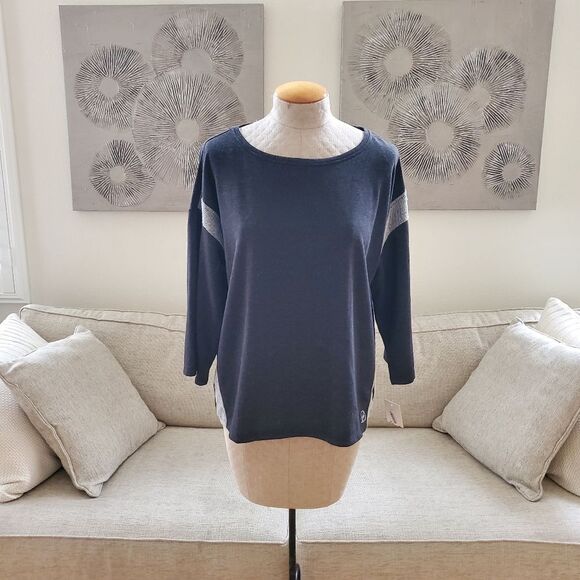 Josie Natori 3/4 Sleeve Crew Neck Active WearTop Sz Med - Picture 2 of 10